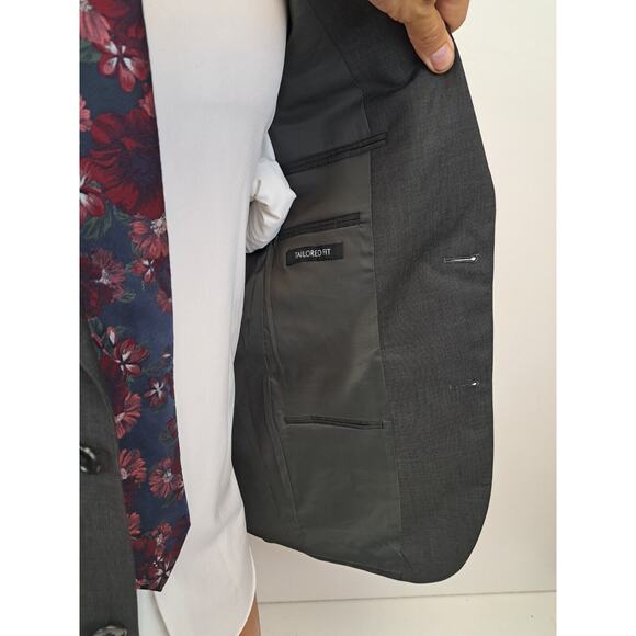 Jos A Bank Mens 2 Piece Suit 38R Charcoal Gray Wool Flat Front Pants 34x29 - Picture 13 of 14